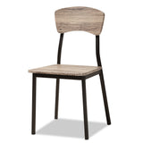 Marcus Modern Industrial Oak Brown Finished Wood and Black Metal 4-Piece Dining Chair Set