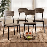 Marcus Modern Industrial Oak Brown Finished Wood and Black Metal 4-Piece Dining Chair Set