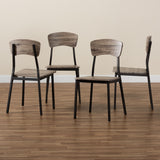 Marcus Modern Industrial Oak Brown Finished Wood and Black Metal 4-Piece Dining Chair Set