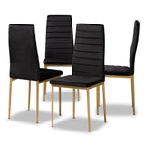 Armand Modern Glam and Luxe Velvet Fabric Upholstered and Gold Finished Metal 4-Piece Dining Chair Set