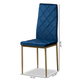 Blaise Modern Luxe and Glam Navy Blue Velvet Fabric Upholstered and Gold Finished Metal 4-Piece Dining Chair Set