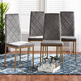 Blaise Modern Luxe and Glam Grey Velvet Fabric Upholstered and Gold Finished Metal 4-Piece Dining Chair Set