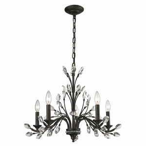 Crystal Branches 25'' Wide 5-Light Chandelier - Burnt Bronze