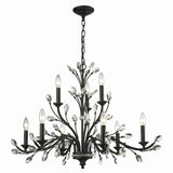 Crystal Branches 33'' Wide 9-Light Chandelier - Burnt Bronze