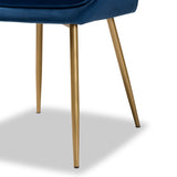 Priscilla Luxe Velvet Upholstered Dining Chair Set with Gold Finished Metal Legs for Glam Spaces