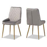 Priscilla Luxe Velvet Upholstered Dining Chair Set with Gold Finished Metal Legs for Glam Spaces