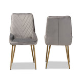 Priscilla Luxe Velvet Upholstered Dining Chair Set with Gold Finished Metal Legs for Glam Spaces