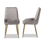 Priscilla Luxe Velvet Upholstered Dining Chair Set with Gold Finished Metal Legs for Glam Spaces