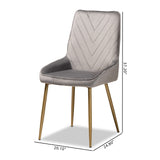 Priscilla Luxe Velvet Upholstered Dining Chair Set with Gold Finished Metal Legs for Glam Spaces