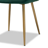 Priscilla Luxe Velvet Upholstered Dining Chair Set with Gold Finished Metal Legs for Glam Spaces