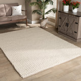 Alvero Modern and Contemporary Ivory Handwoven Wool Blend Area Rug