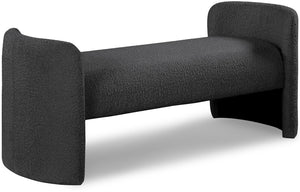 Peyton Boucle Fabric / Plywood / Foam Contemporary Black Boucle Fabric Bench - 52.5" W x 21" D x 22" H