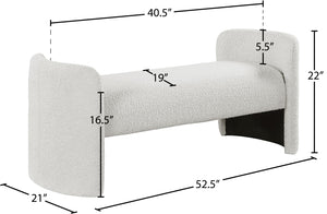 Peyton Boucle Fabric / Plywood / Foam Contemporary Cream Boucle Fabric Bench - 52.5" W x 21" D x 22" H