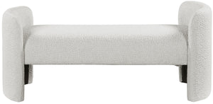 Peyton Boucle Fabric / Plywood / Foam Contemporary Cream Boucle Fabric Bench - 52.5" W x 21" D x 22" H