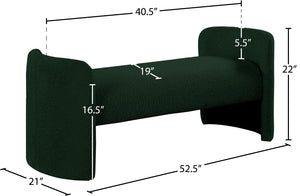 Peyton Boucle Fabric / Plywood / Foam Contemporary Green Boucle Fabric Bench - 52.5" W x 21" D x 22" H