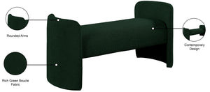 Peyton Boucle Fabric / Plywood / Foam Contemporary Green Boucle Fabric Bench - 52.5" W x 21" D x 22" H