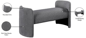 Peyton Boucle Fabric / Plywood / Foam Contemporary Grey Boucle Fabric Bench - 52.5" W x 21" D x 22" H
