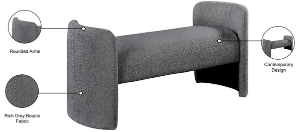 Peyton Boucle Fabric / Plywood / Foam Contemporary Grey Boucle Fabric Bench - 52.5" W x 21" D x 22" H