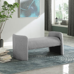Peyton Boucle Fabric / Plywood / Foam Contemporary Grey Boucle Fabric Bench - 52.5" W x 21" D x 22" H