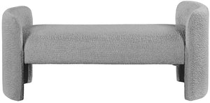 Peyton Boucle Fabric / Plywood / Foam Contemporary Grey Boucle Fabric Bench - 52.5" W x 21" D x 22" H
