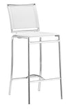 Zuo Modern Soar 100% Polyurethane, Plywood, Steel Modern Commercial Grade Barstool Set - Set of 2 White, Chrome 100% Polyurethane, Plywood, Steel