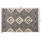 Avia Modern and Contemporary Black and Ivory Handwoven Wool Area Rug