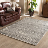 Amorica Modern and Contemporary Black and Ivory Handwoven Wool Area Rug