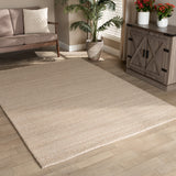 Aral Modern and Contemporary Beige Handwoven Wool Area Rug