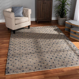 Berries Modern and Contemporary Natural Brown and Blue Handwoven Jute Blend Area Rug