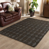 Burma Modern and Contemporary Dark Grey Hand-Knotted Hemp Area Rug