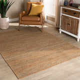 Flamings Modern and Contemporary Brick Handwoven Hemp Area Rug