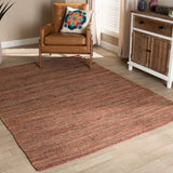 Flamings Modern and Contemporary Rust Handwoven Hemp Area Rug