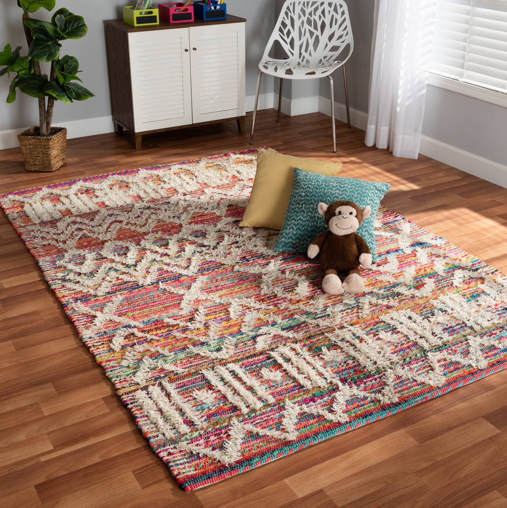 Graydon Modern and Contemporary Multi-Colored Handwoven Fabric Blend Area Rug