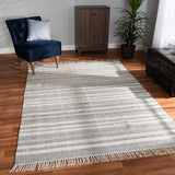 Jonas Modern and Contemporary Grey and Ivory Handwoven PET Yarn Indoor and Outdoor Area Rug