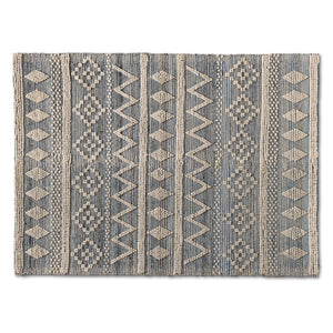 Callum Modern and Contemporary Ivory and Blue Handwoven Wool Blend Area Rug