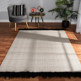 Dalston Modern and Contemporary Beige and Black Handwoven Wool Blend Area Rug