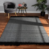 Dalston Modern and Contemporary Dark Grey and Black Handwoven Wool Blend Area Rug