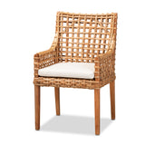 Saoka Modern and Contemporary Natural Brown Finished Wood and Rattan Dining Chair