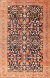 Antique Melody Collection Navy Lamb's Wool Area Rug