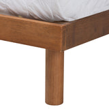 Lochlan Mid-Century Modern Transitional Walnut Brown Finished Wood Queen Size Platform Bed with Charging Station
