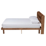 Baxton Studio Harper Mid-Century Modern Transitional Walnut Brown Finished Wood Queen Size Platform Bed with Charging Station