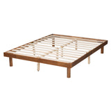 Baxton Studio Winston Mid-Century Modern Walnut Brown Finished Wood King Size Platform Bed frame