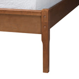 Baxton Studio Eridian Mid-Century Modern Walnut Brown Finished Wood and Natural Rattan Queen Size Platform Bed