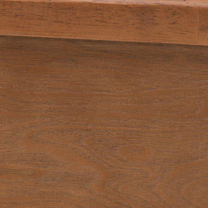 Baxton Studio Eridian Mid-Century Modern Walnut Brown Finished Wood and Natural Rattan Queen Size Platform Bed