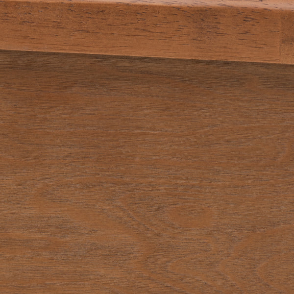 Baxton Studio Eridian Mid-Century Modern Walnut Brown Finished Wood and Natural Rattan Queen Size Platform Bed