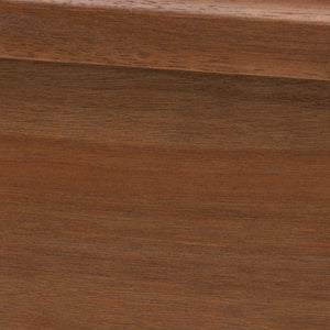 Baxton Studio Eridian Mid-Century Modern Walnut Brown Finished Wood and Natural Rattan King Size Platform Bed