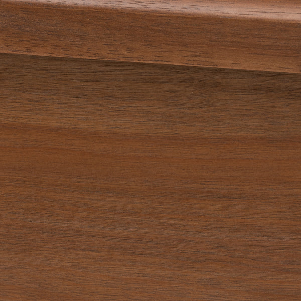 Baxton Studio Eridian Mid-Century Modern Walnut Brown Finished Wood and Natural Rattan King Size Platform Bed