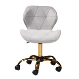Savara Contemporary Glam and Luxe Grey Velvet Fabric and Gold Metal Swivel Office Chair