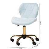 Savara Contemporary Glam and Luxe Aqua Velvet Fabric and Gold Metal Swivel Office Chair