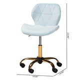 Savara Contemporary Glam and Luxe Aqua Velvet Fabric and Gold Metal Swivel Office Chair